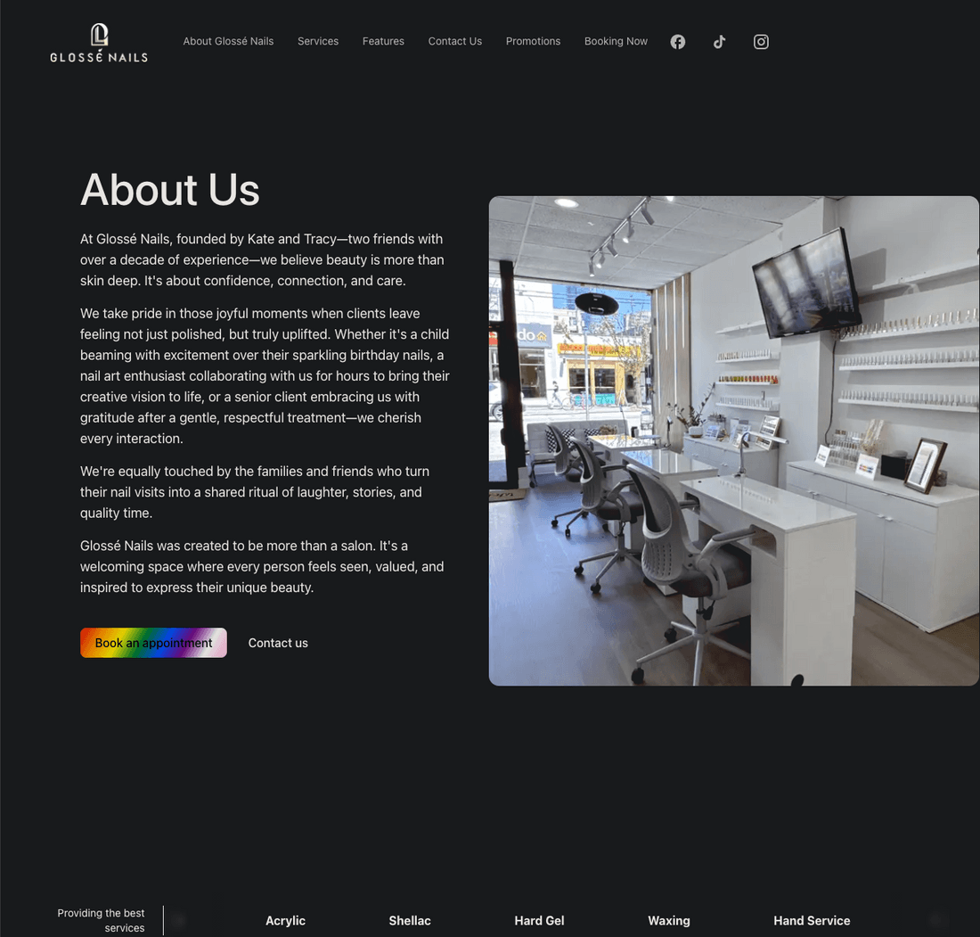 Glossé Nails website